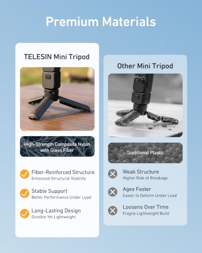 TELESIN One-Touch Deploy Mini Tripod for DJI Pocket 4P 4 3 & Insta360 Luna