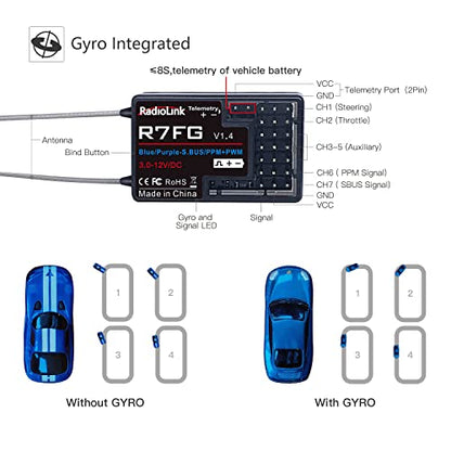 Radiolink RC6GS V3 7CH Transmitter and Gyro Receiver R7FG for RC Car & Boat