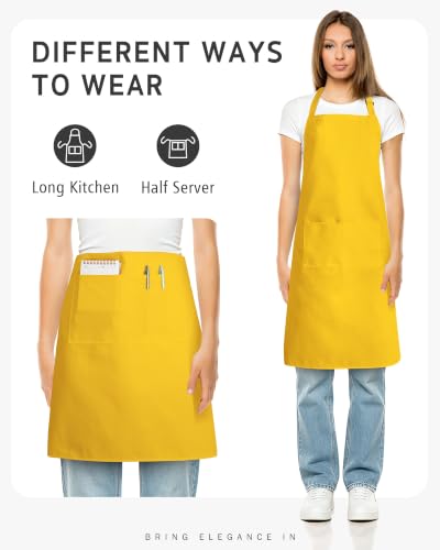 Syntus Chef Apron for Men Women with Pockets, Thick Grilling BBQ Apron - color: Yellow