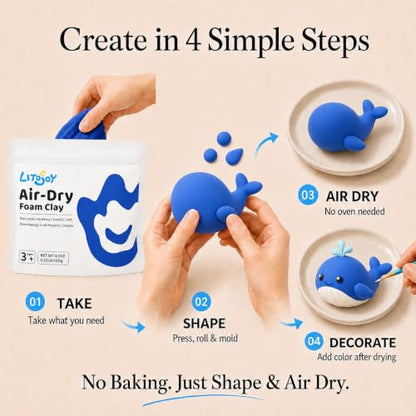 Blue Air Dry Foam Clay 100g/3.5oz, Soft & Easy to Mold - color: Blue