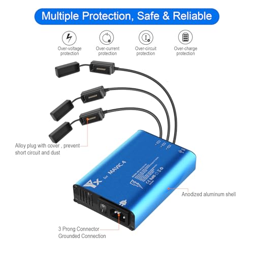 Hanatora Parallel Fast Charger for DJI Mavic 4 Pro Battery,Rapid Quick Multi Charging Hub Drone Accessories