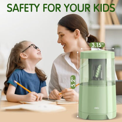 Deli Electric Pencil Sharpener, Automatic Pencil Sharpeners, Green - color: Green