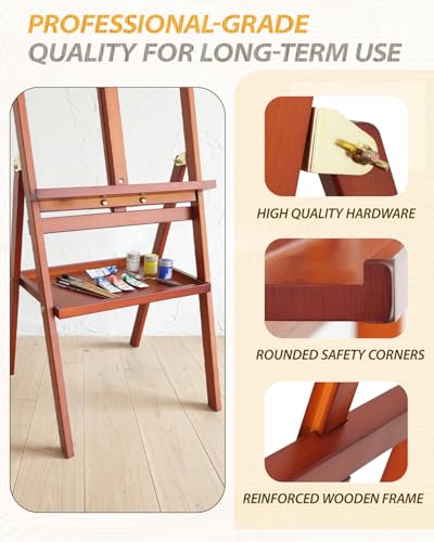 Painting Easel Stand with Storage Tray, 57"-72" Height Adjustable Art Easel - color: Walnut