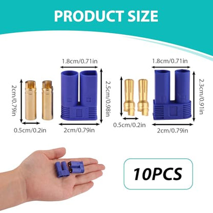 EC5 Battery Connector Plugs, 5.0mm Gold Banana Plug Bullet Connectors