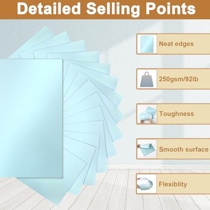 Silunkia 120 Sheets Light Blue Shimmer Cardstock 8.5 x 11 Paper 92lb - color: Blue, size: 120 Sheets