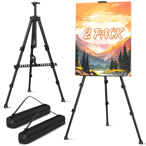 Art Painting Tripod Easel Stands, Portable Adjustable Display Artist Easels - style: Black-2pack