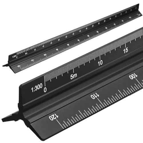 12" Engineer Scale Ruler Architectural Ruler Metric, Black - color: Metric Black