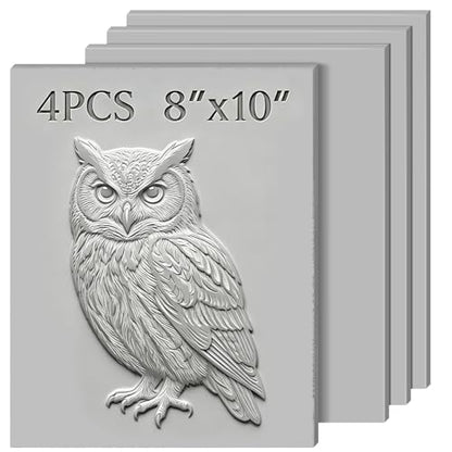 Oopsu 4 Pcs Linoleum Blocks for Printmaking, 8 x 10 Inch Rubber Carving