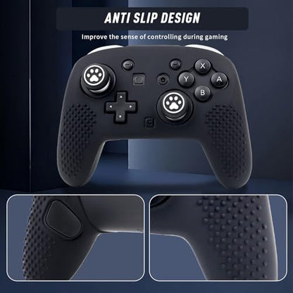 RALAN Controller Skin with 6 Thumb Grips for Switch 2 Pro Controller, Anti-Slip Silicone Controller Cover Protector Case - color: Black