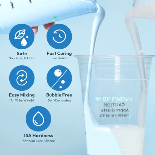 OFFNOVA Silicone Mold Making Kit 70oz Rubber 15A, 1:1 Mixing Ratio Fast Curing for Resin, Casting, Candle, Soap, DIY Crafts, Light Blue - size: 70 Oz