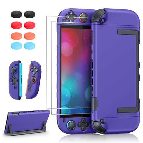 FYOUNG Upgrade Switch 2 Protective Case&Screen Protector Set,Dockable Cover - color: Purple, size: for switch 2 7.9inch