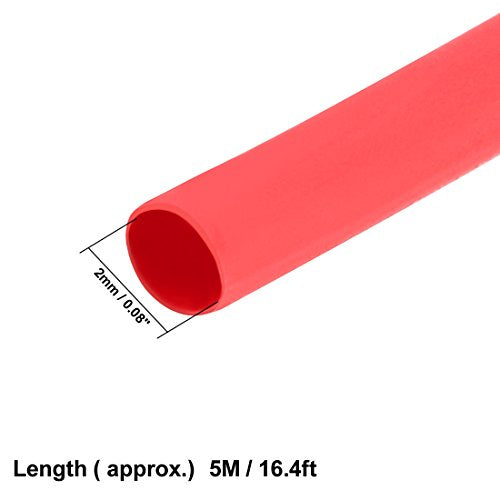 uxcell Heat Shrink Tubing 2mm Dia 5m 2:1 Heat Shrink Tube Wire Wrap Red - color: Red, size: 2mmx5m