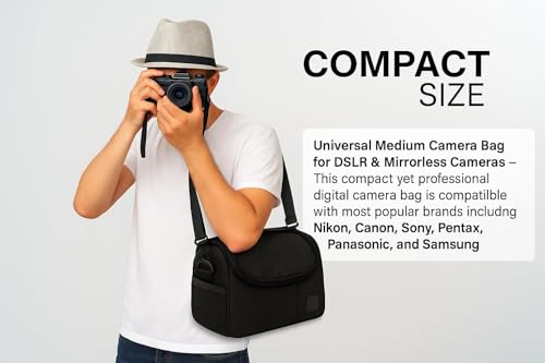 eCostConnection Medium Camera Bag Case – Soft Padded Camera Equipment Bag for DSLR & Mirrorless Cameras, Fits Nikon Canon Sony, Protective Shoulder Carry Bag - size: Medium