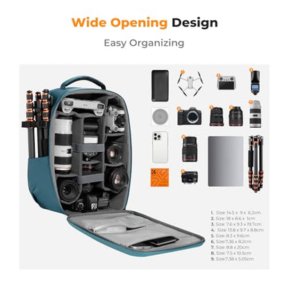 K&F CONCEPT Camera Backpack,Hardshell Photography DSLR Camera Bag - color: Blue