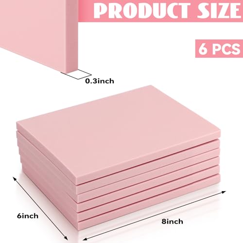 6 Pack 8"x6" Pale Pink Rubber Stamp Carving Blocks Rubber Carved Brick Soft Rubber Linoleum Block for Craft Project - size: 8"x6"