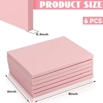 6 Pack 8"x6" Pale Pink Rubber Stamp Carving Blocks Rubber Carved Brick Soft Rubber Linoleum Block for Craft Project - size: 8"x6"