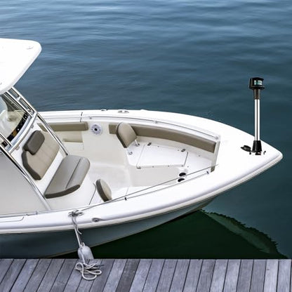 Bow Light LED Boat Navigation Lights Red and Green Bi-Color Lighting Pole Removable Plug in Base 12 Inches