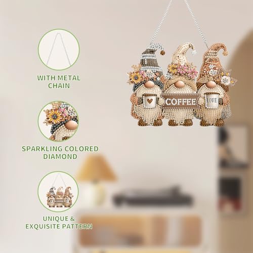 AIBOERL Diamond Art Kits for Adults, Gnome Acrylic Hanging Suncatcher - color: DP03579