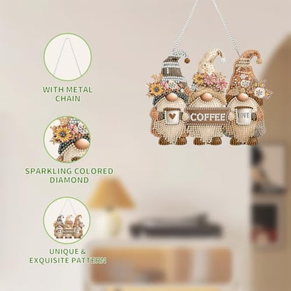 AIBOERL Diamond Art Kits for Adults, Gnome Acrylic Hanging Suncatcher - color: DP03579