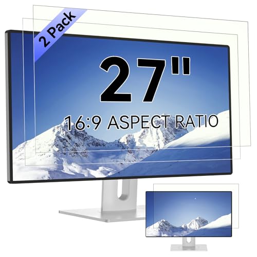 [2-Pack] 27 Inch Computer Blue Light Blocking Screen Protector for 16:9 Widescreen Monitor, Anti Glare Anti-UV Eye Protection Desktop PC LED Monitor Filter, Removable Anti-Scratch Screen Film 27in - size: 27 Inch - 16:9 Aspect Ratio
