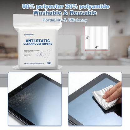 Anti-Static Microfiber cloths 4"x4"(400 Pcs,200GSM) - size: 4"x4" (Pack of 400)