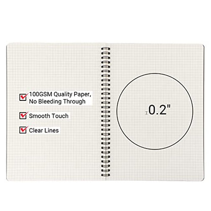 EUSOAR Graph Paper Notebook, B5 6Packs 7.3"x10.2" 120 Pages Graphing Paper Notebook Journals, Spiral Graph Grid PaperComposition Notebook for Math Science Engineering Artist Drawing-Black - size: B5, style: Graph