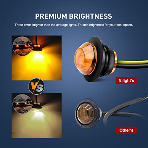 Nilight 50 PCS 3/4" Round Clearance LED Front Rear Side Marker Light - color: 50Pcs Amber