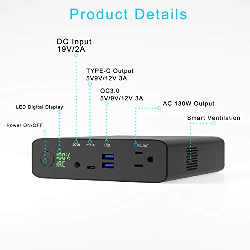 27000mAh AC 130W Laptop Charger, TSA-Approved CPAP Power Bank