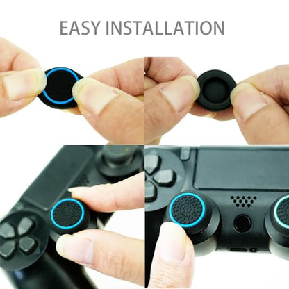 24PCS Non-Slip Silicone Analog Joystick Thumb Stick Grip Caps for PS2, PS3, PS4, PS5, Xbox One, Xbox Series X/S, Xbox 360, Switch Pro Controller (Black&White)