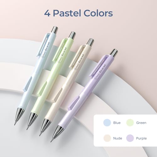 Nicpro Pastel Mechanical Pencil Set, 0.7mm Cute Pencils, Fast Click, 4 Pack - style: 4PCS-0.7mm
