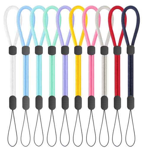 Wrist Strap Lanyard, Adjustable Phone Lanyards for Cell Phone, Camera, Flashlight, Keychain, ID Name Tag Badge - color: 10pcs-mixed Bright
