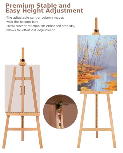DJAR Adjustable Wooden Painting Art Easel Stand for Artists, Natural