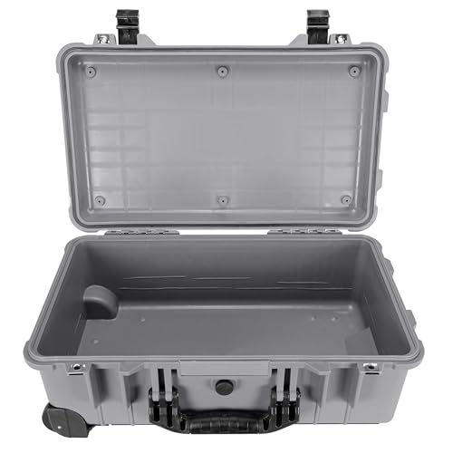 Eylar 22" Carry-On Travel Roller Gear, Camera, Drones, Tools, Equipment Hard Case Waterproof, TSA Approved, Customizable Pluck Foam, Lockable (Gray) - color: Gray