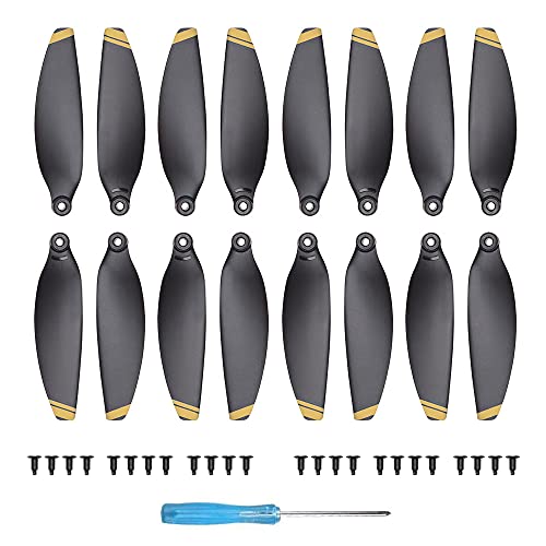 16Pcs Mavic Mini Propellers Compatible with DJI Mavic Mini Drone Replacement Low-Noise and Quick-Release Blades Props, Golden - color: Golden