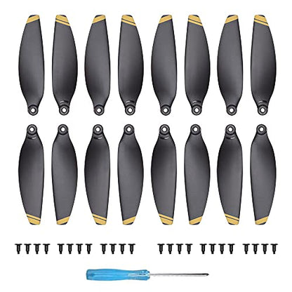 16Pcs Mavic Mini Propellers Compatible with DJI Mavic Mini Drone Replacement Low-Noise and Quick-Release Blades Props, Golden - color: Golden