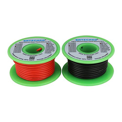 BNTECHGO 18 AWG Silicone Wire Red Black 25ft Stranded Tinned Copper Wire - size: 18 Gauge, 25ft per color