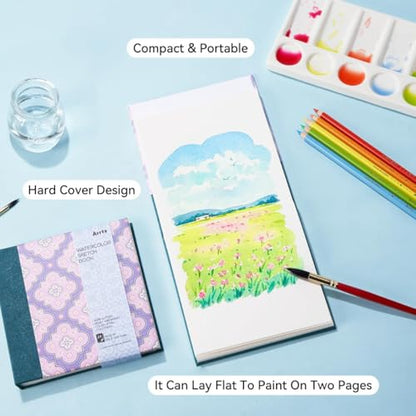 Arrtx Square Watercolor Sketchbook, 5.47" Cold Press - size: 5.47x5.47''