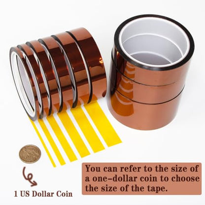 1/8''×33M High Temperature Resistant Polyimide Tape,No Residue Heat Tape