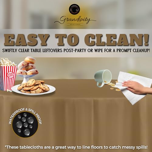 Grandipity Plastic Table Cloth Disposable 12 Pack 84" Round Gold - color: Gold, size: 84in. Round