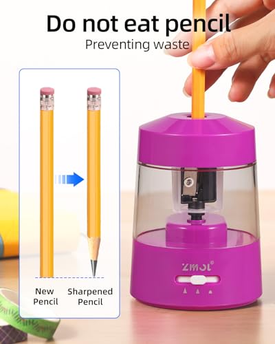 ZMOL Electric Pencil Sharpener Battery Powered, 6-12mm Jumbo Pencils, Pink - color: Pink
