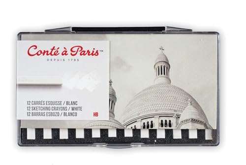 Conté à Paris 12 Count Sketching Carrés Crayons Set, White HB - style: 12 Count - White HB