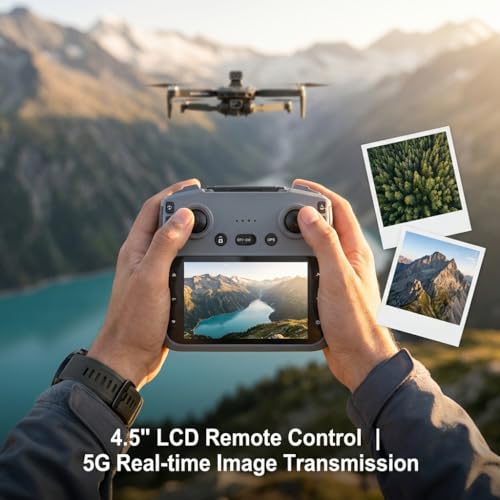 V168 Pro MAX GPS Drones with Camera for Adults 4K, RC Drone with 4.5" HD Screen on Controller, 60 Mins Flight, Long Range Transmission, 360° Obstacle Avoidance, Follow Me, Auto Return, Brushless Motor, QuickShots, Lightweight and Foldable Quadcopter for B