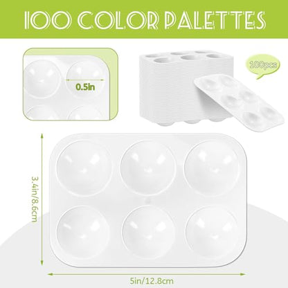 100 PCS White Plastic Watercolor Palette, 6 Well Rectangular Paint Palettes, Paint Tray Palettes, Paint Trays for Kids, for Painting, DIY Craft, Art Painting Class - style: rectangle100