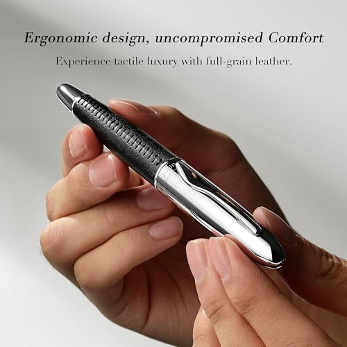 BEILUNER 318 Luxury Pen, Elegant Look,Hand-Stitched Premium Leather-Black - color: Black