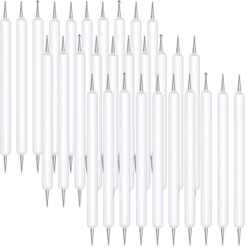 Ashmacdo 20 Pcs Dotting Tools for Painting,Ball Embossing Tool Tracing Stylus for Transfer Paper Drawing Nail Art - color: White
