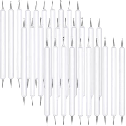 Ashmacdo 20 Pcs Dotting Tools for Painting,Ball Embossing Tool Tracing Stylus for Transfer Paper Drawing Nail Art - color: White