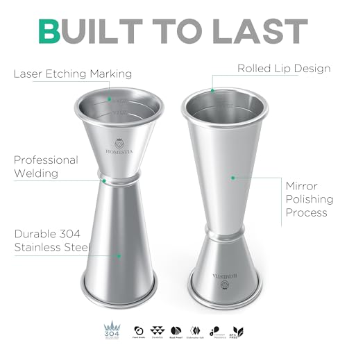 Homestia Jigger for Bartending, Double Jigger, Cocktail Measuring Cup - color: 1-Pack Silver