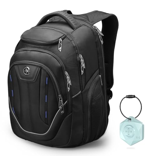 Swissdigital Design Large Travel Backpack For Men， TSA Business Laptop Backpack With Finder color random| J16BTBT013-01 - color: Black/Finder Keychain
