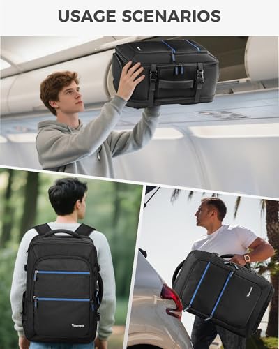 Vancropak Personal Item Backpack for Airlines, Travel Bag Fit 17.3" Laptop - color: Blue