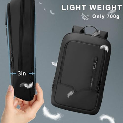hk Backpack for Men Business Slim Laptop Bag - color: Black, size: 17.3 Inch